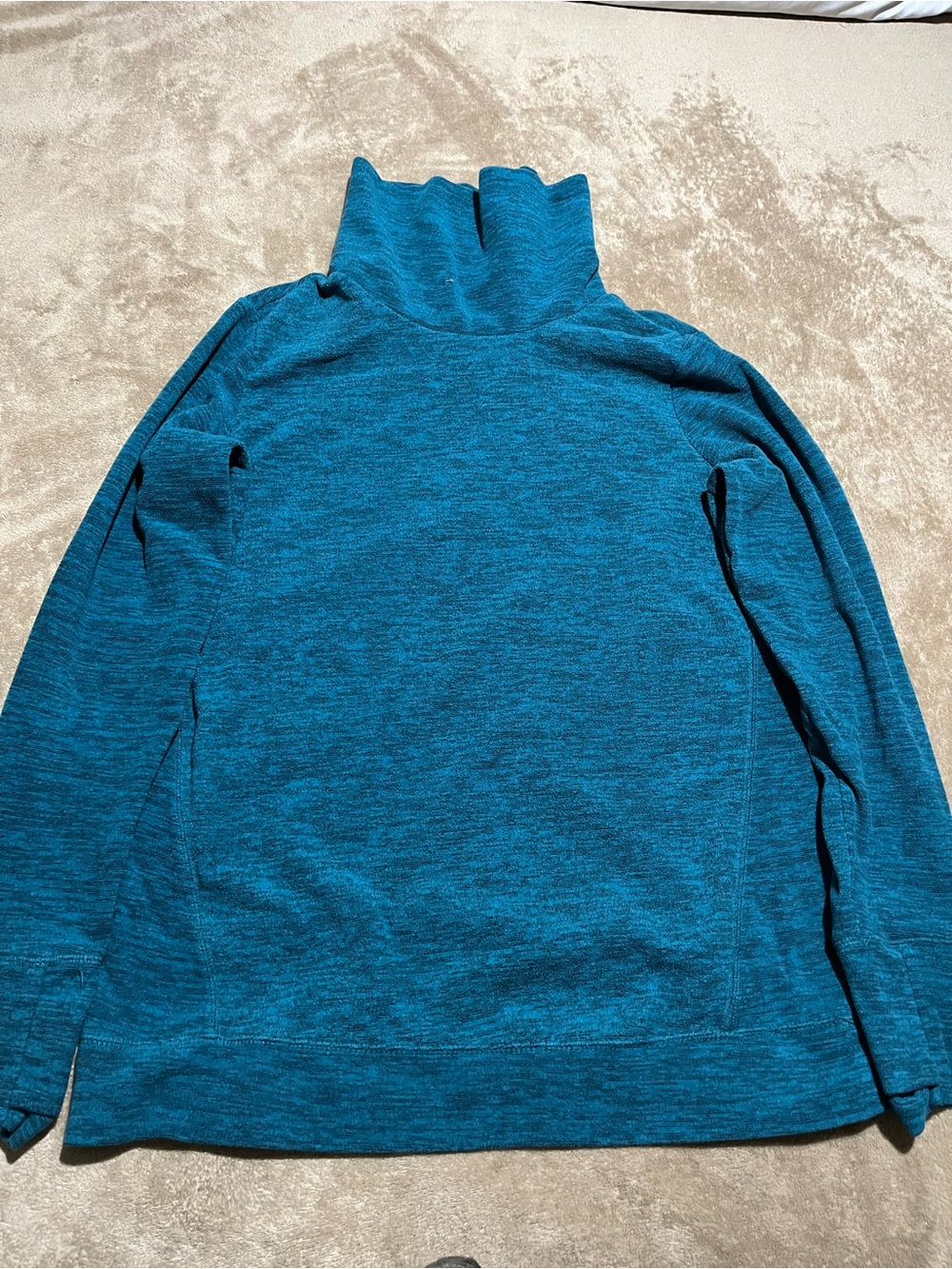 Teal Turtleneck Classic Pullover-M